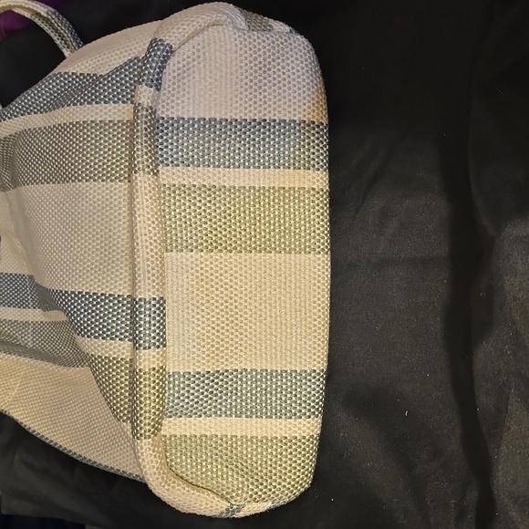 Green & Creme Colored Striped Bag - Picture 3 of 6